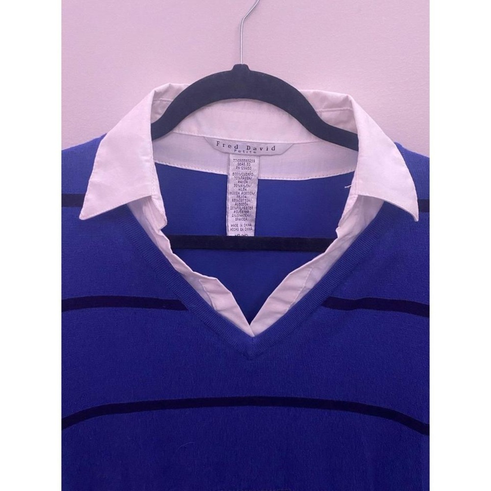 Fred David Royal Blue Blouse. Women's Petite M